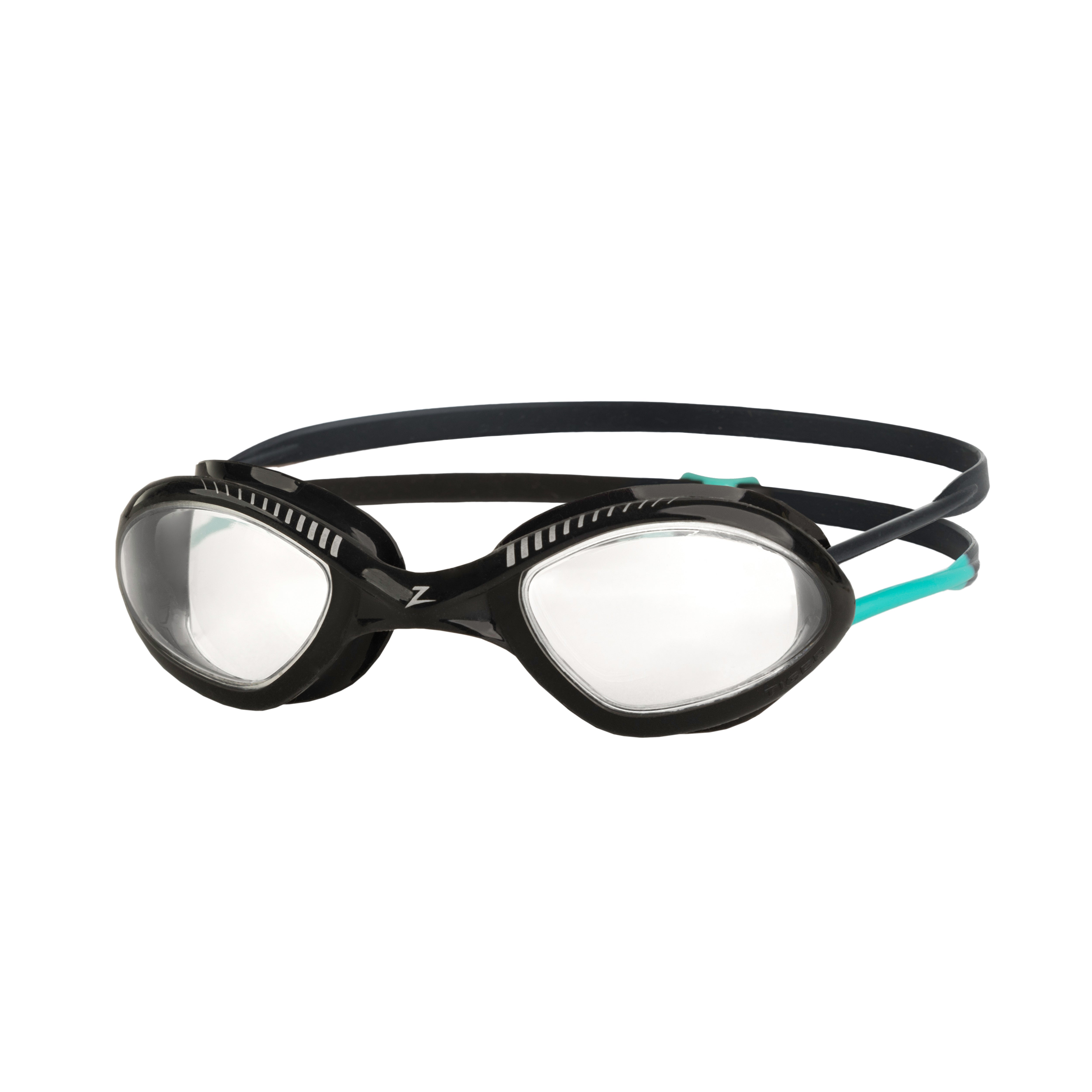 Óculos de Natação Zoggs Tiger — armação preta/turquesa com lente transparente