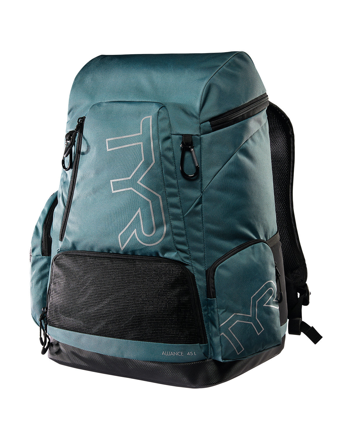 Mochila TYR Alliance 45L — vista traseira com costas compression-molded e alças ergonômicas
