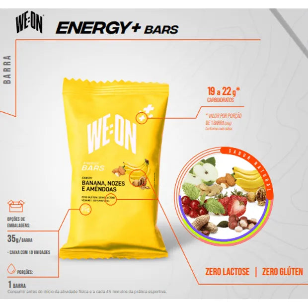 Energy Bars + - Sabor Banana, Nozes e Amendoas - Suplemento em barra