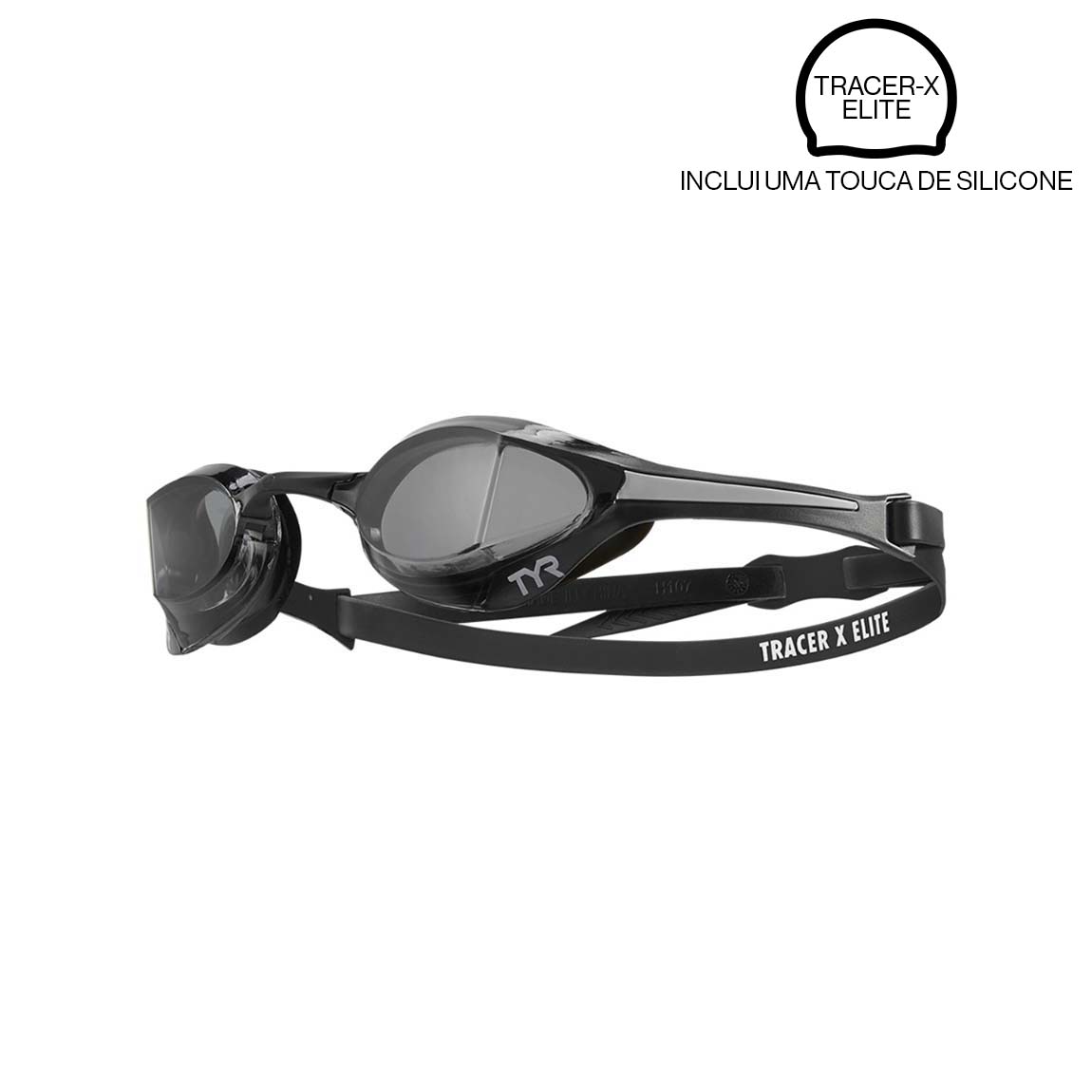 Óculos de natação TYR Tracer-X Elite lente fumê cor Fumê-Vermelho — vista frontal