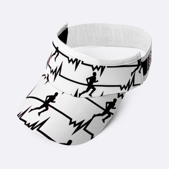 Viseira HUPI Run Beats Branco vista frontal com estampa musical