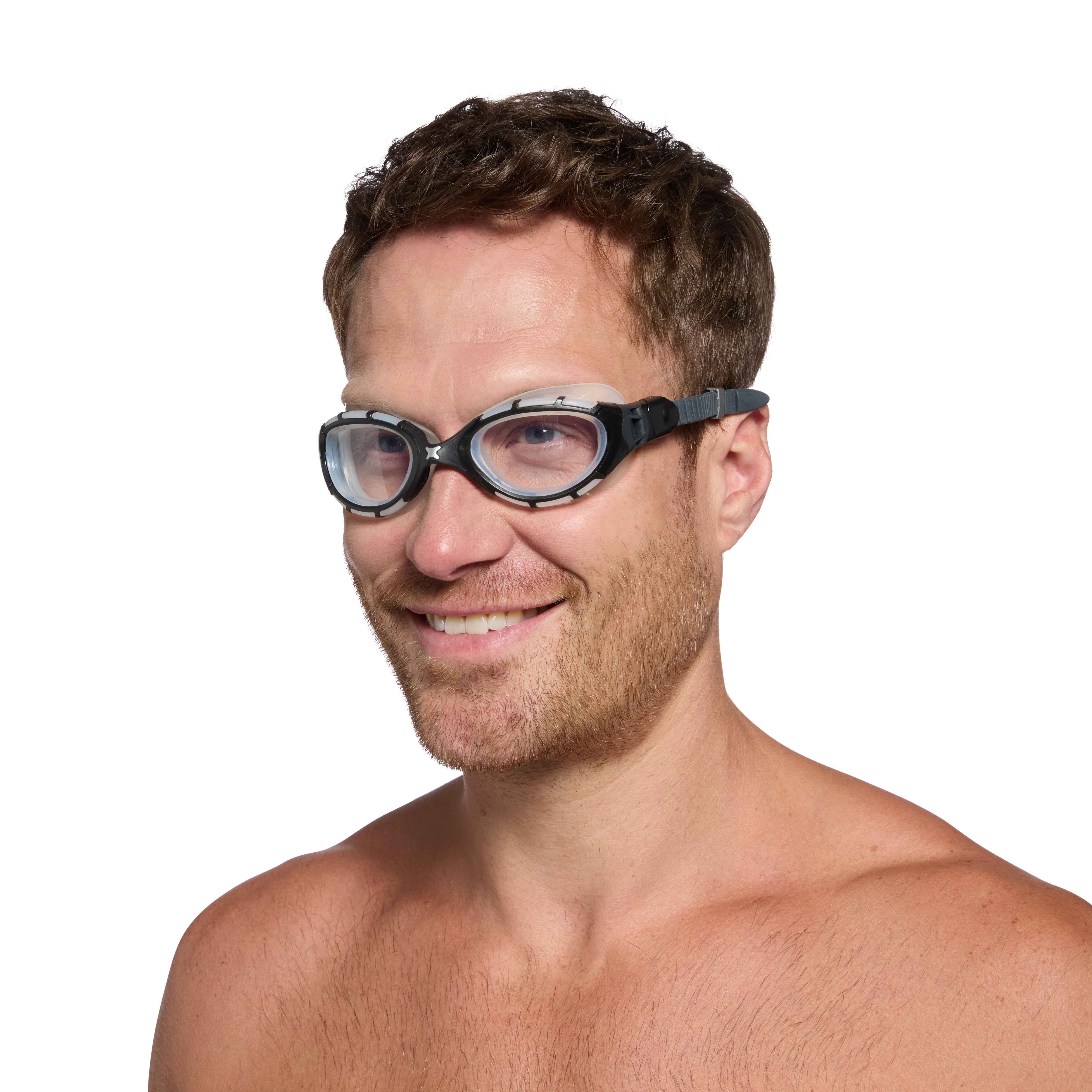 Óculos de Natação Zoggs Predator Flex — armação preta/cinza com lente transparente
