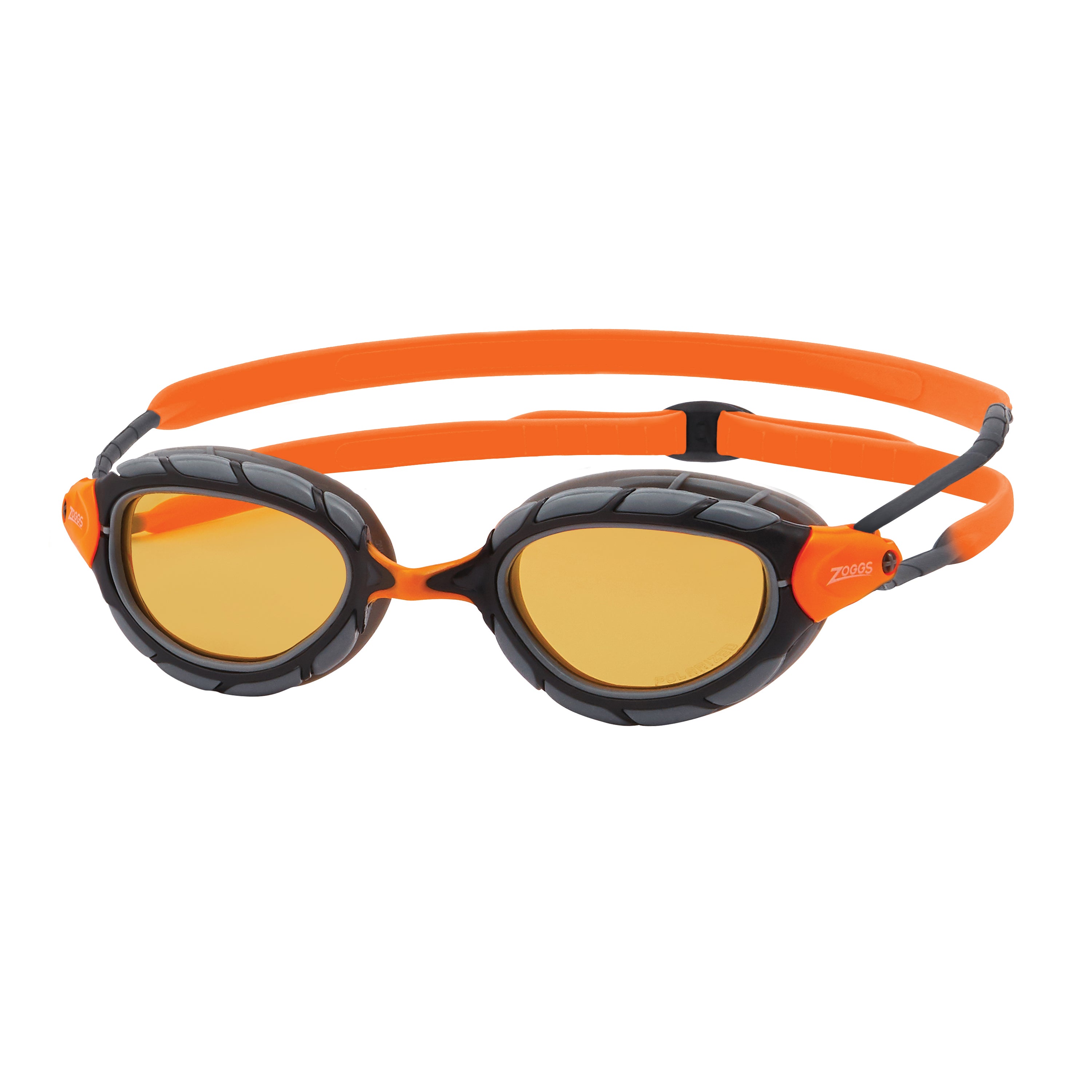 Óculos de Natação Zoggs Predator Ultra — armação cinza/laranja com lente polarizada cobre