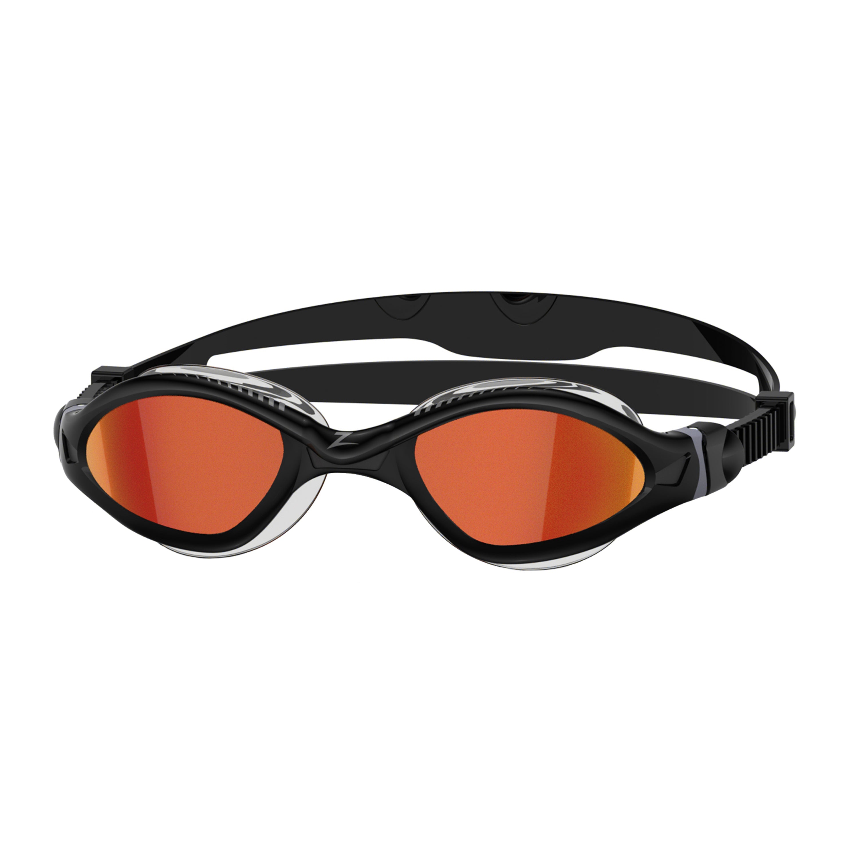 Óculos de Natação Zoggs Tiger LSR+ Titanium — armação preta/cinza com lente espelhada vermelha