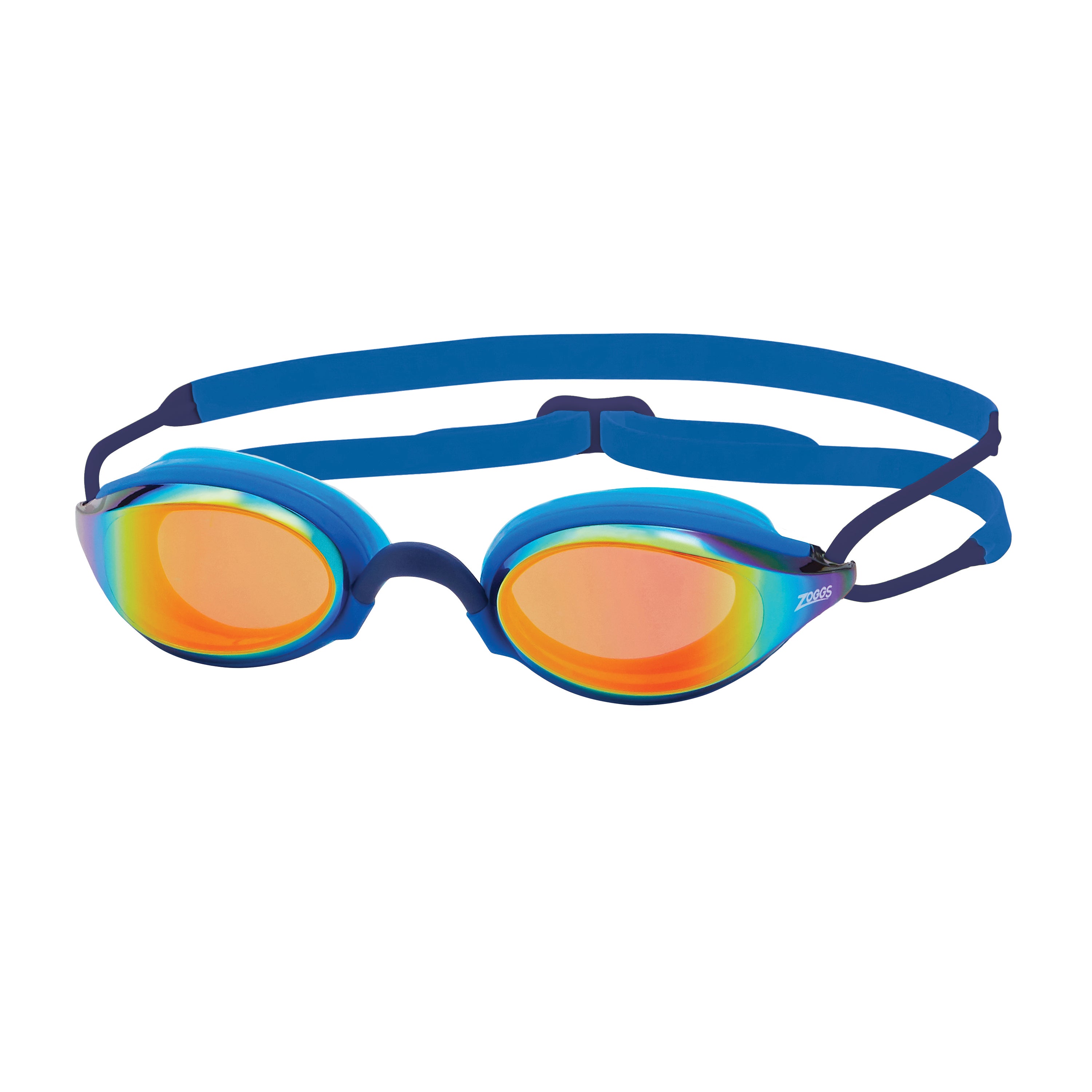Óculos de Natação Zoggs Fusion Air Titanium — armação azul com lente espelhada laranja