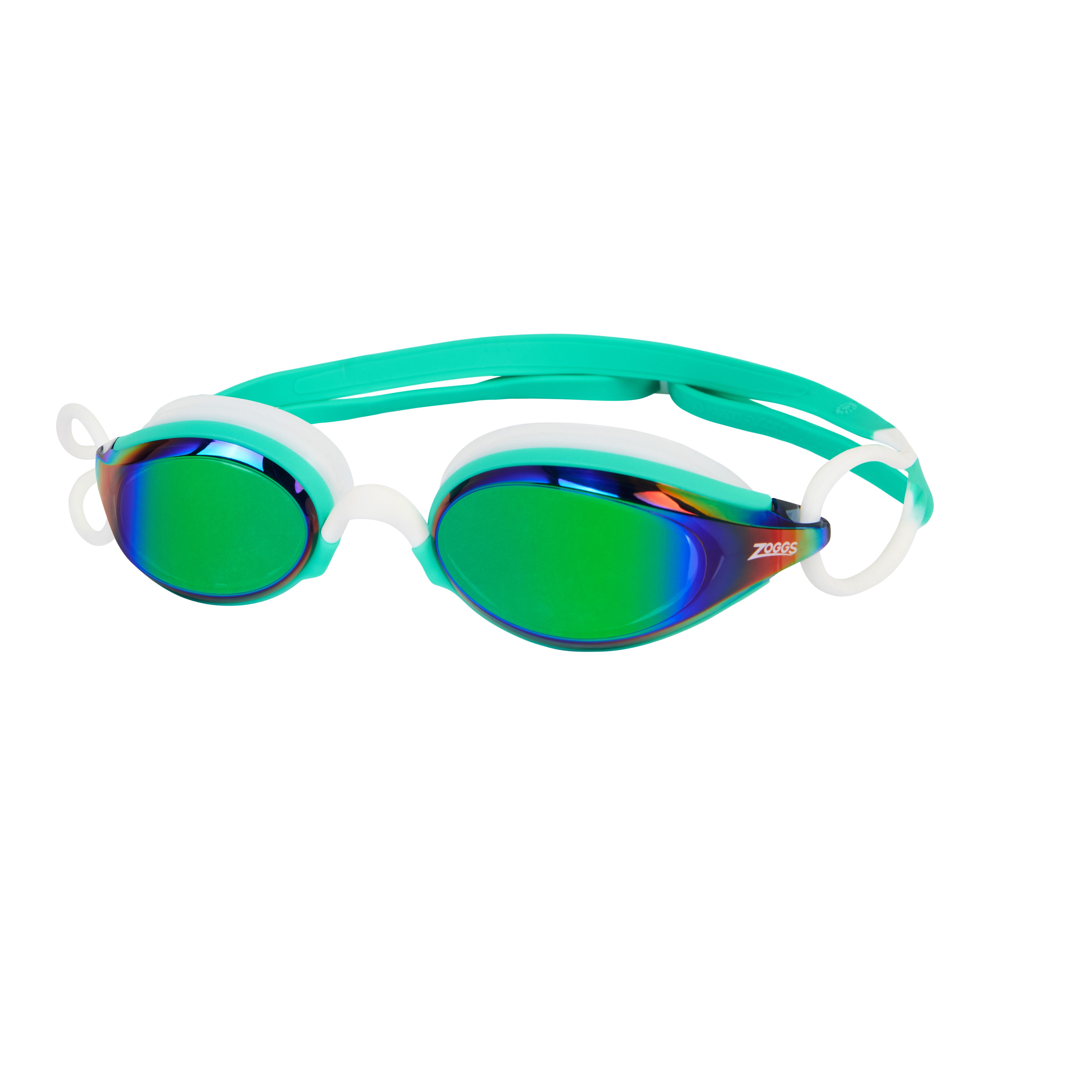 Óculos de Natação Zoggs Fusion Air Titanium — armação turquesa/branca com lente espelhada verde