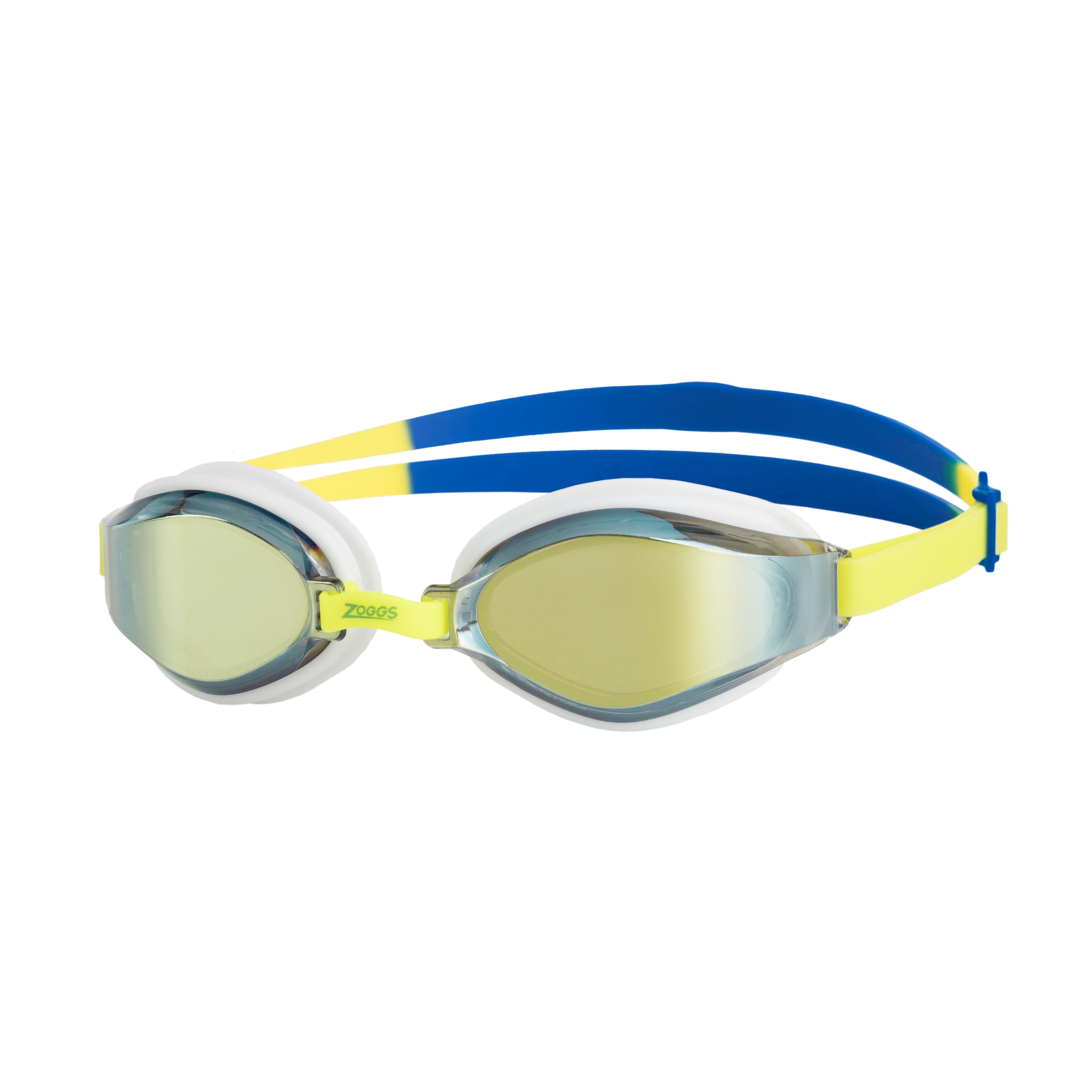 Óculos de Natação Zoggs Endura Max Titanium — armação amarela/azul com lente espelhada lima