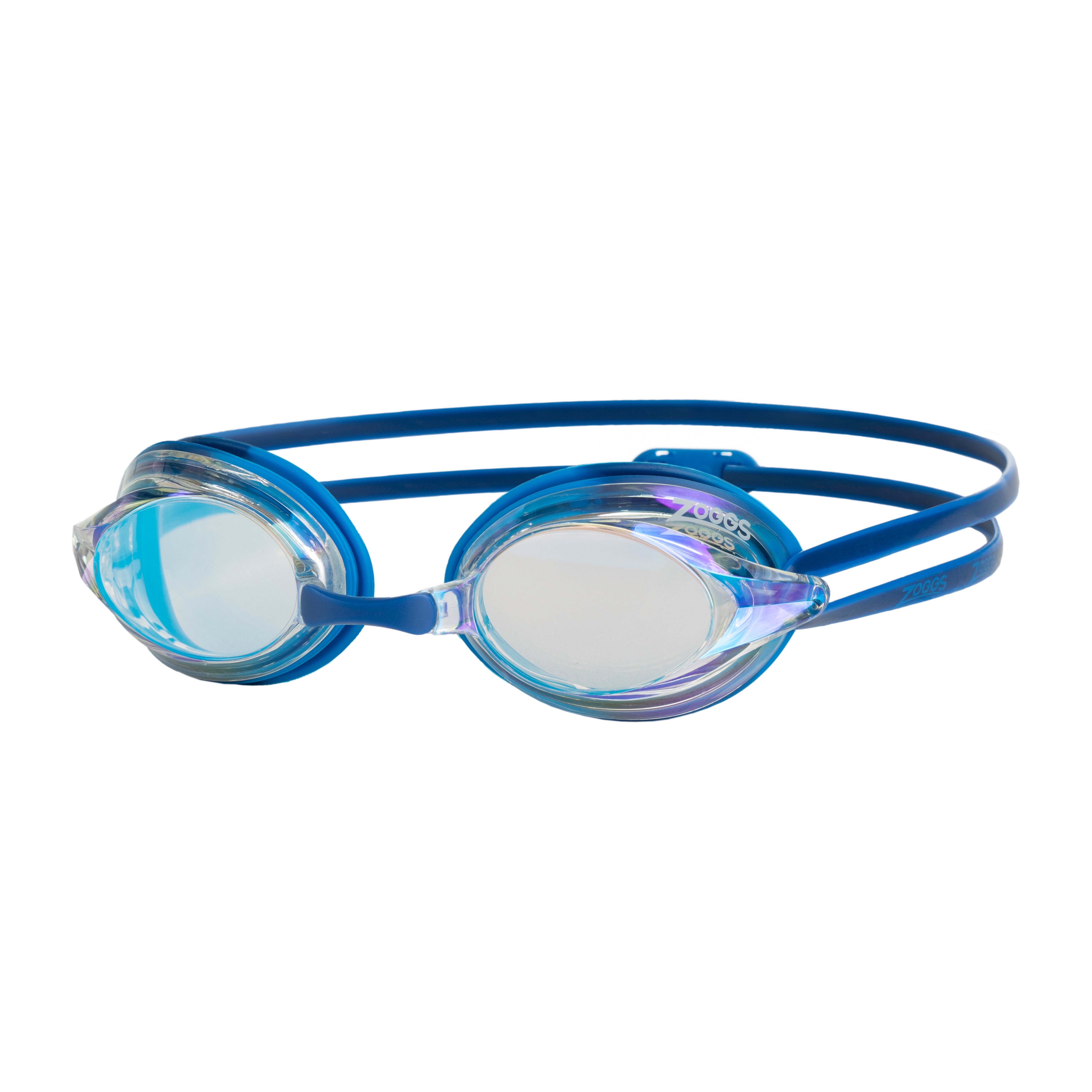 Óculos de Natação Zoggs Racer Titanium — armação azul/azul claro com lente espelhada transparente