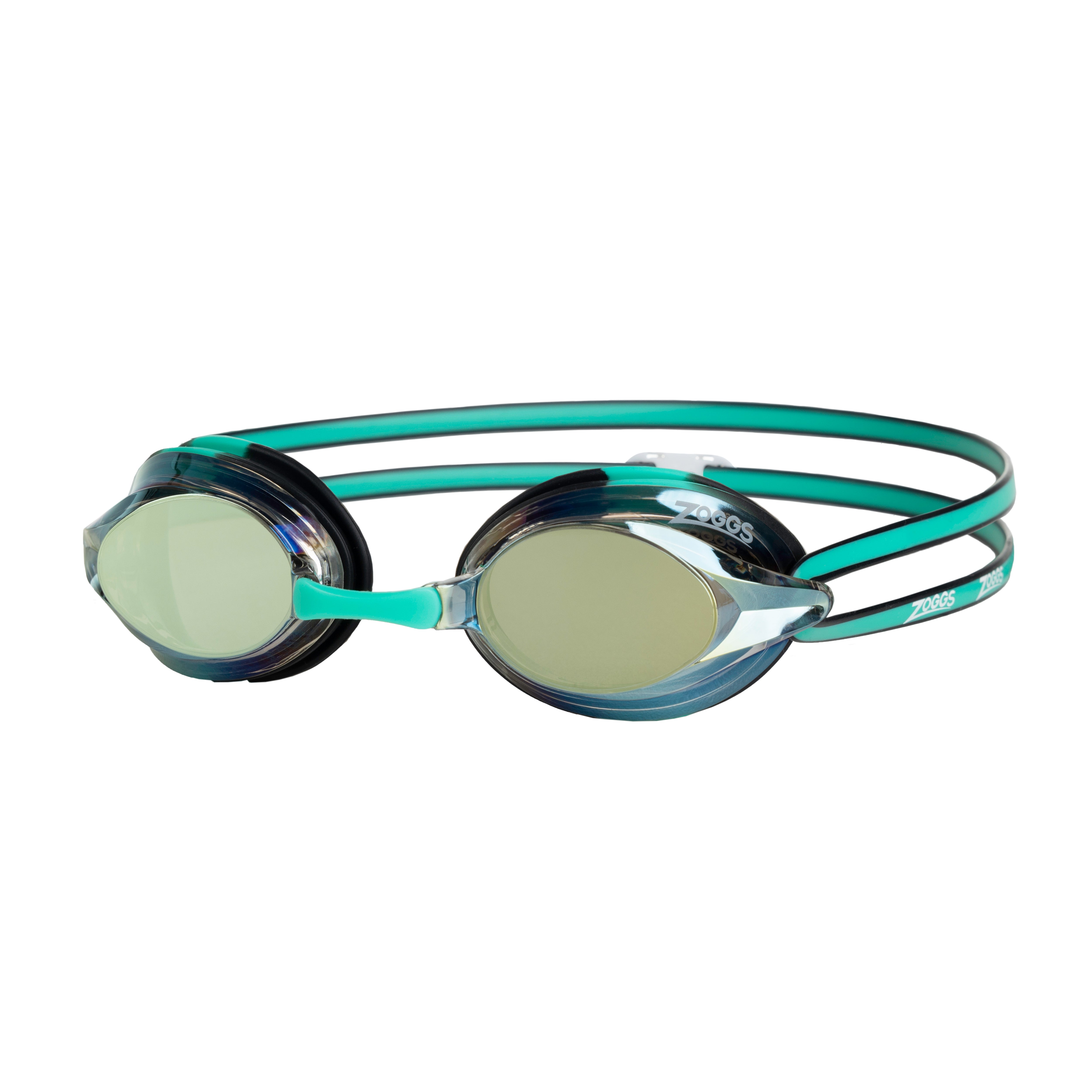 Óculos de Natação Zoggs Racer Titanium — armação verde/preta com lente espelhada dourada