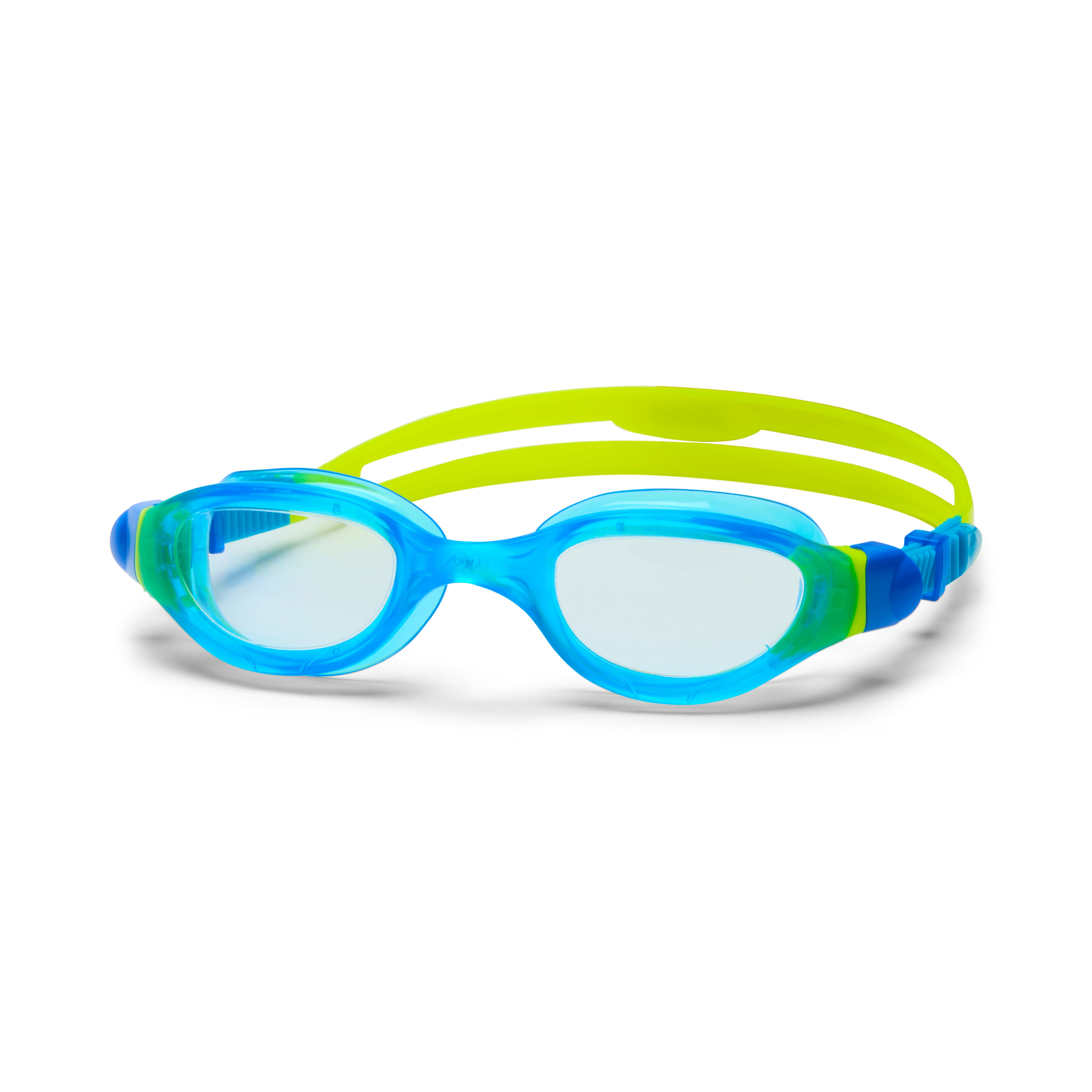 Óculos Zoggs Phantom 2.0 Junior, Azul Claro/Lima com lente transparente, vista frontal