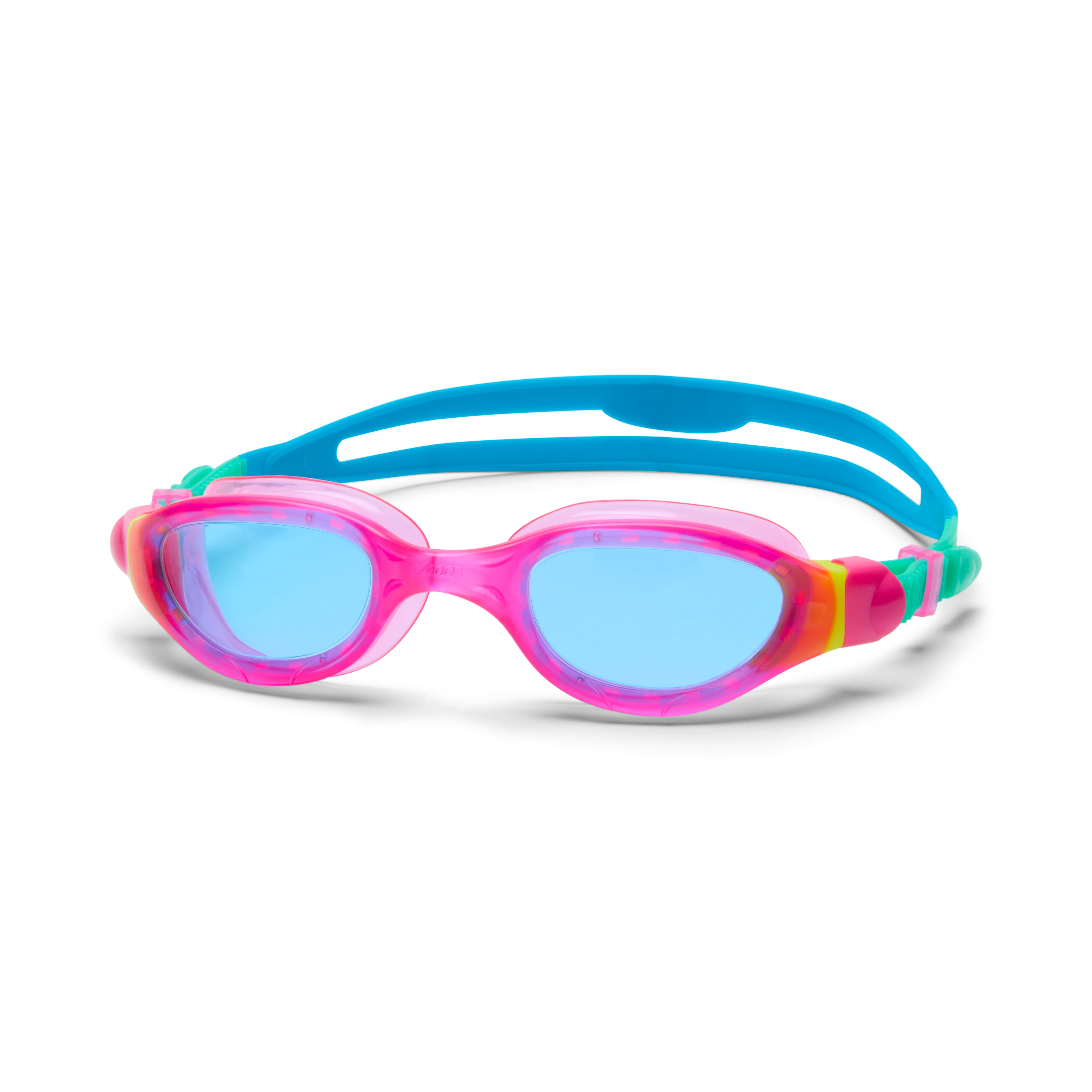 Óculos Zoggs Phantom 2.0 Junior, Rosa/Turquesa com lente azul, vista frontal