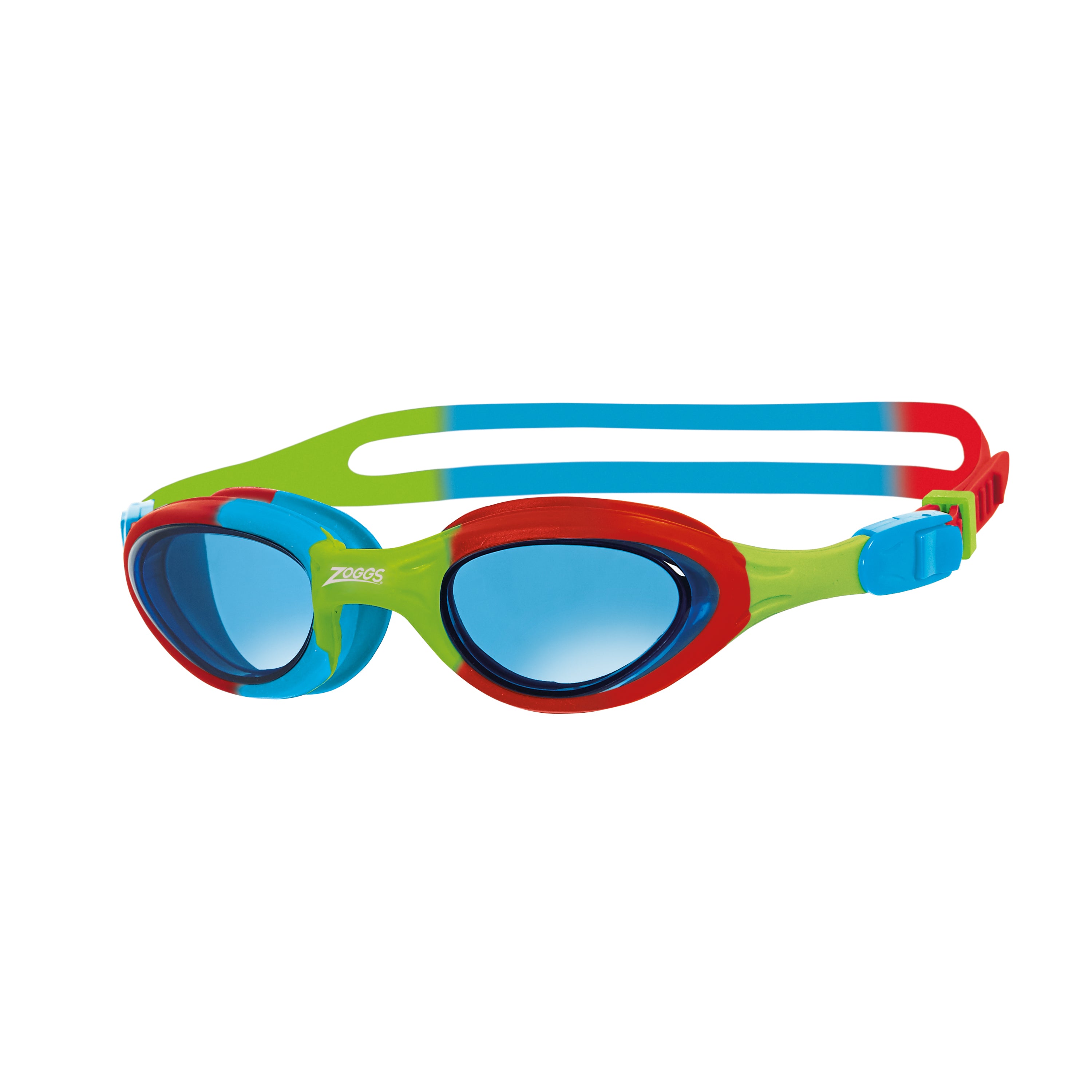 Óculos Zoggs Super Seal Júnior, Vermelho/Azul com lente azul, vista frontal