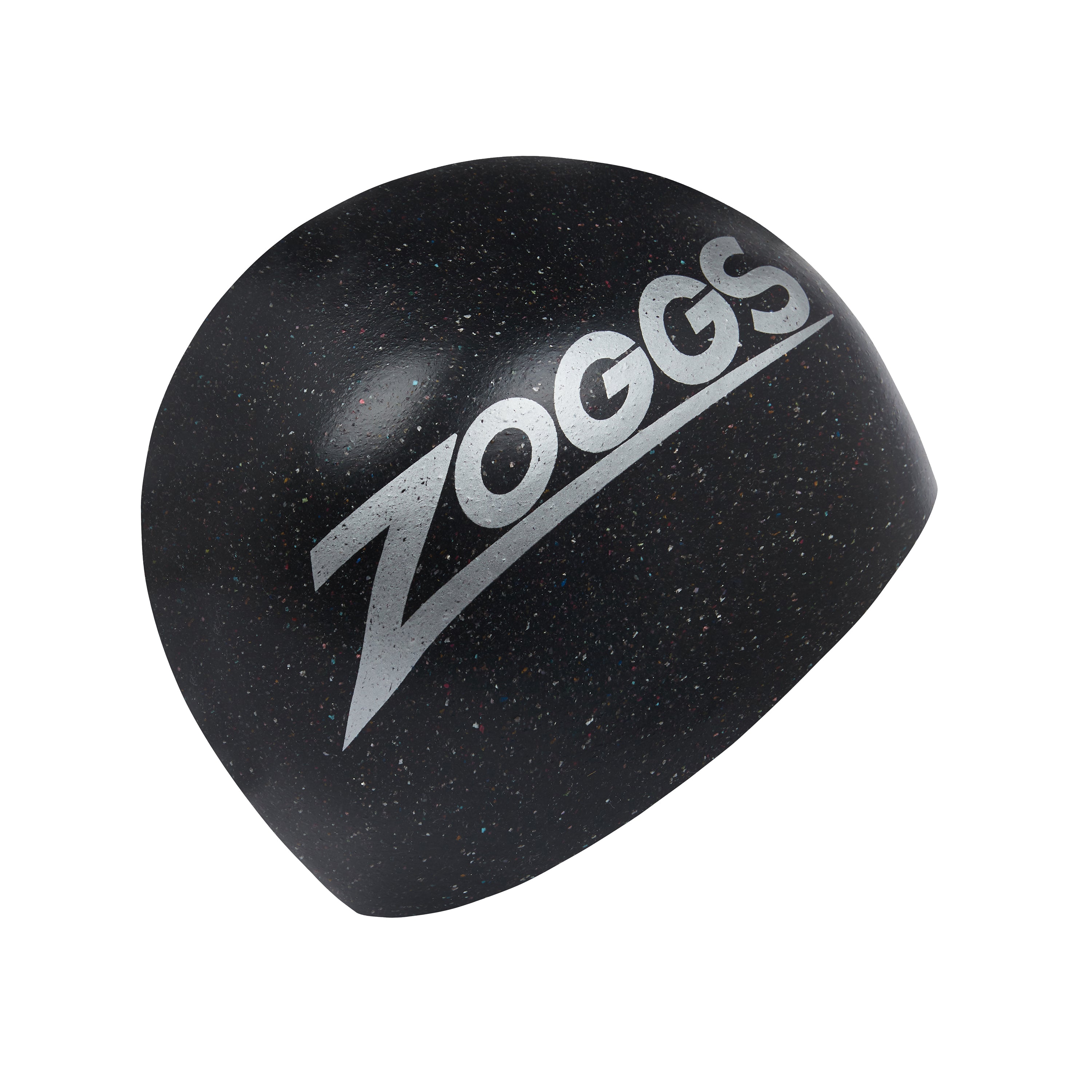 Touca de Natação Zoggs Easy Fit Eco, cor preta, vista lateral mostrando formato moldado
