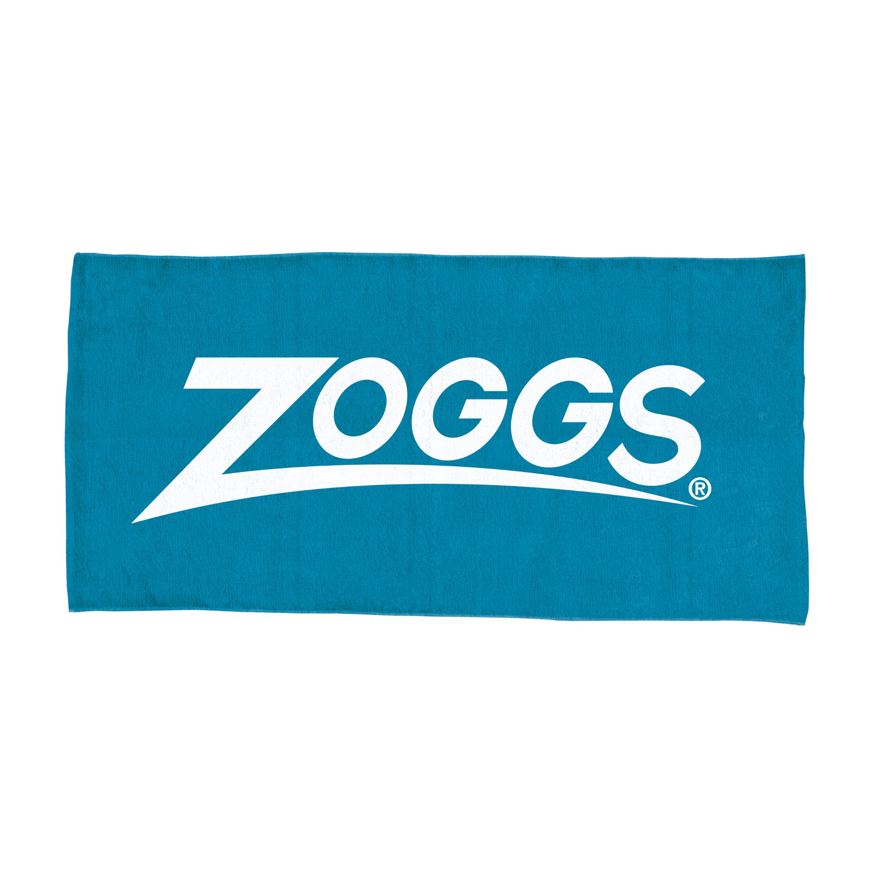 Toalha de Natação Zoggs Pool Towel, cor azul com logo Zoggs, vista aberta