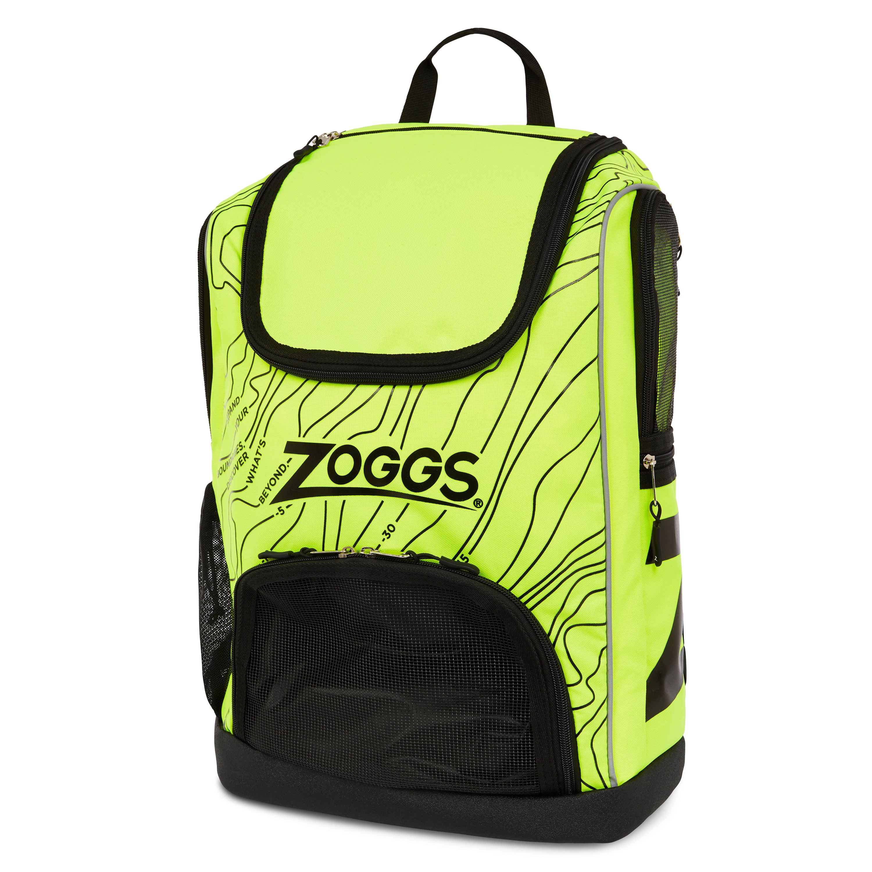 Mochila Zoggs Planet R-PET 33L cor amarelo/preto, vista frontal