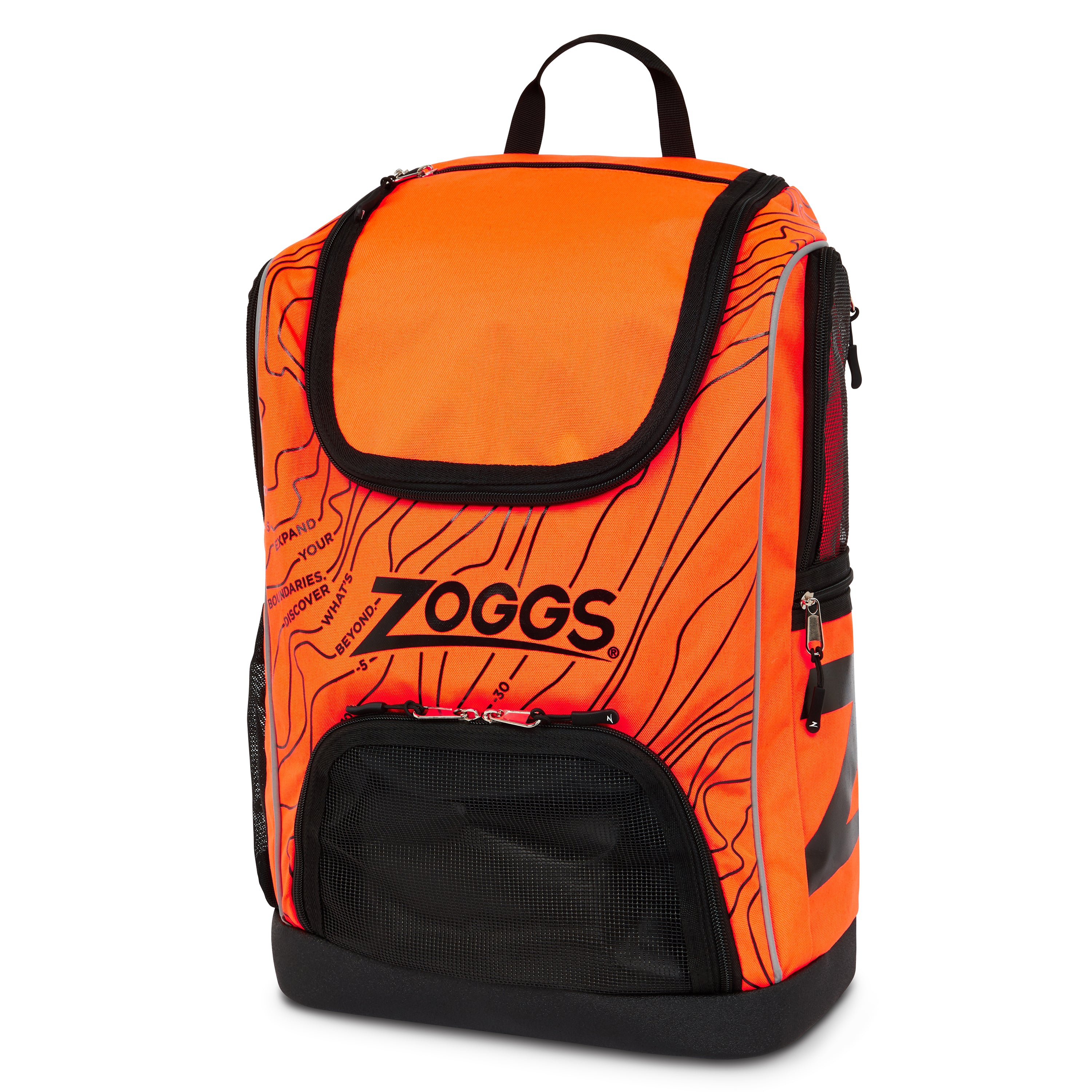Mochila Zoggs Planet R-PET 33L, grade de cores vista lateral