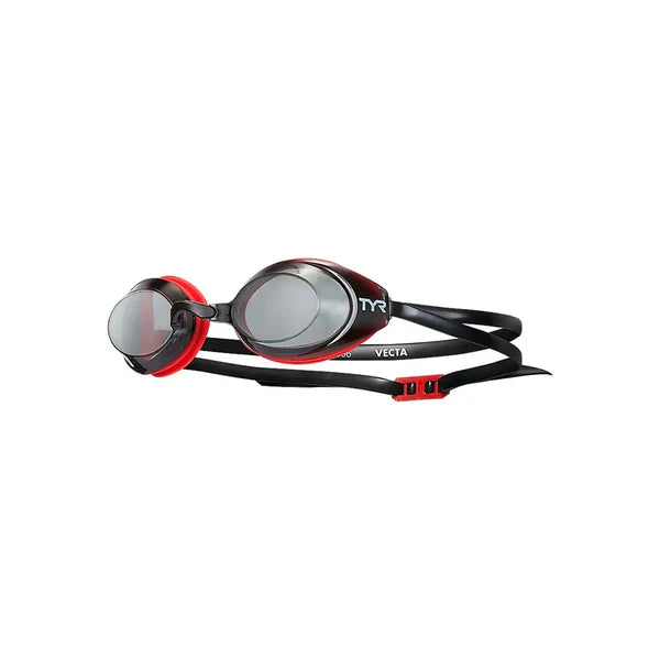 Óculos de natação TYR Vecta Racing Fumê/Vermelho com gaxeta DURAFIT e 4 pontes nasais
