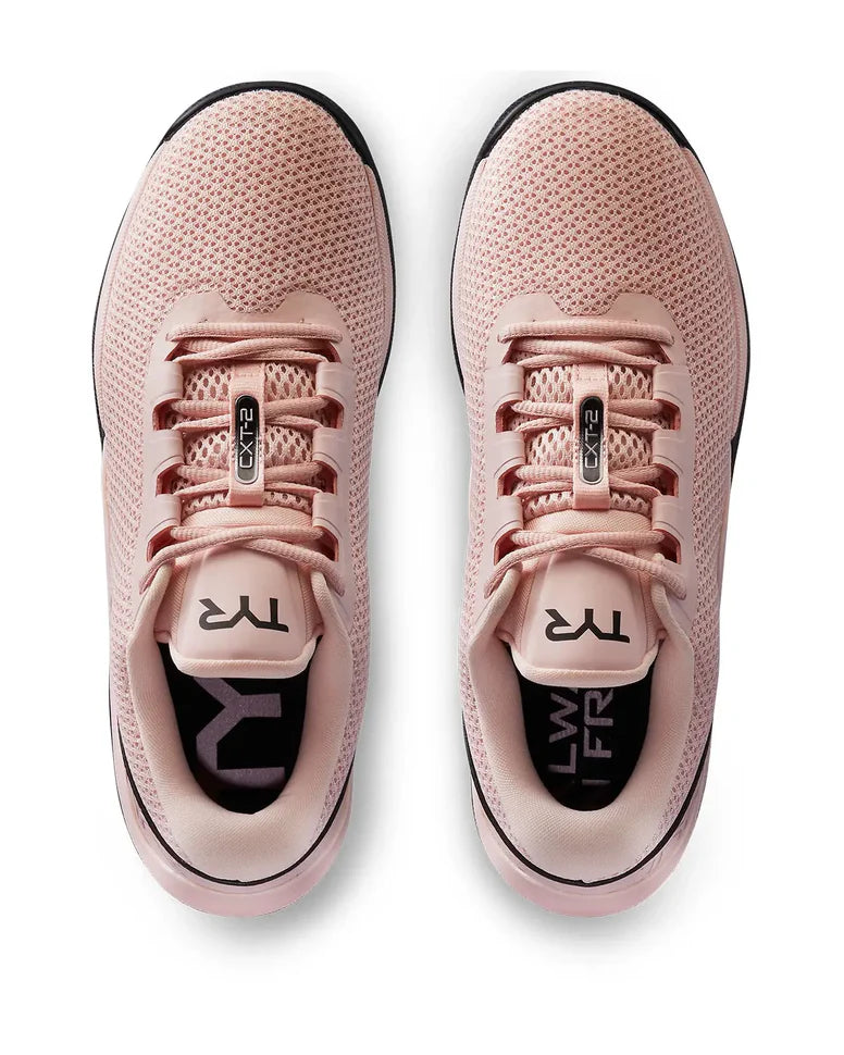Tênis TYR CXT-2 Trainer Rosa/Preto — vista frontal com toe box 4mm mais largo que CXT-1
