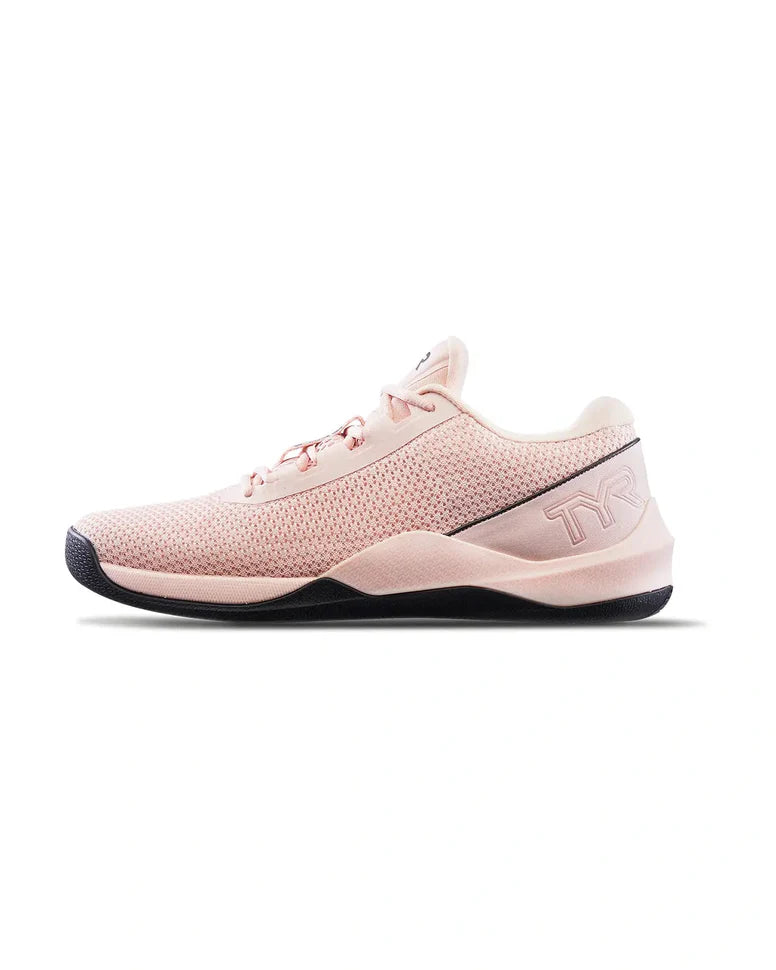 Tênis TYR CXT-2 Trainer Rosa/Preto — vista lateral com entressola SURGENRG e TPU wrap preto