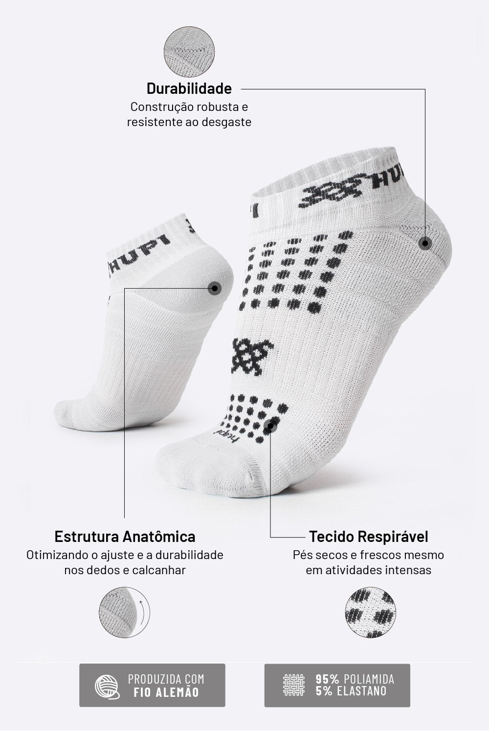 Meia HUPI Running Pro para Corrida de Alta Performance