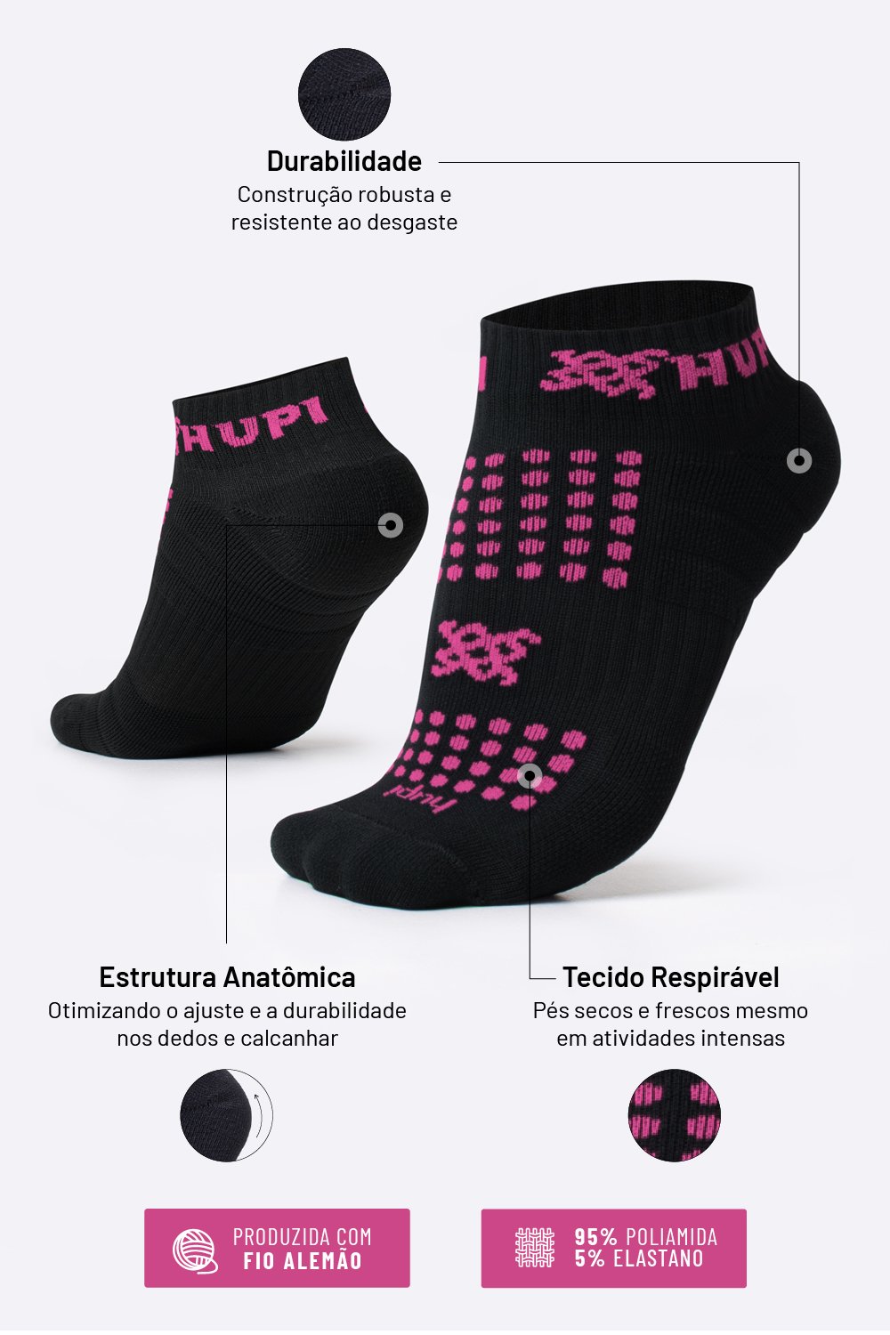 Meia HUPI Running Pro para Corrida de Alta Performance