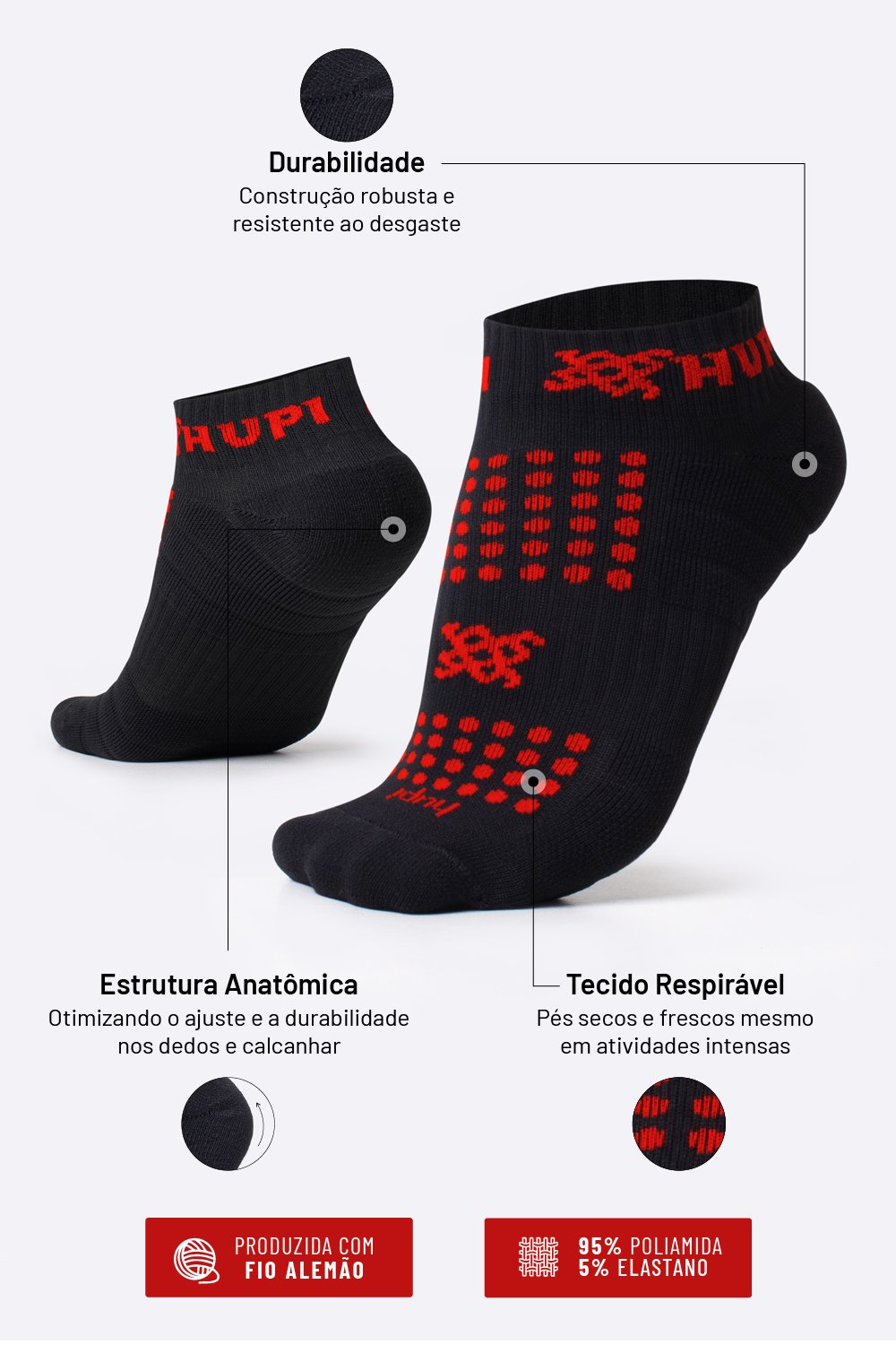 Meia HUPI Running Pro para Corrida de Alta Performance