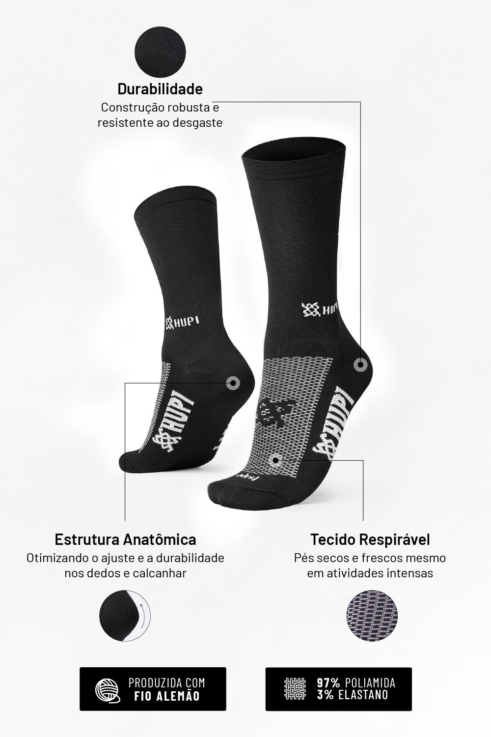 Meia HUPI Detail para Corrida e Dia a Dia