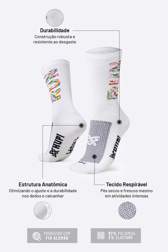 Meia HUPI Run Colors LT para Pés Menores (34-38)