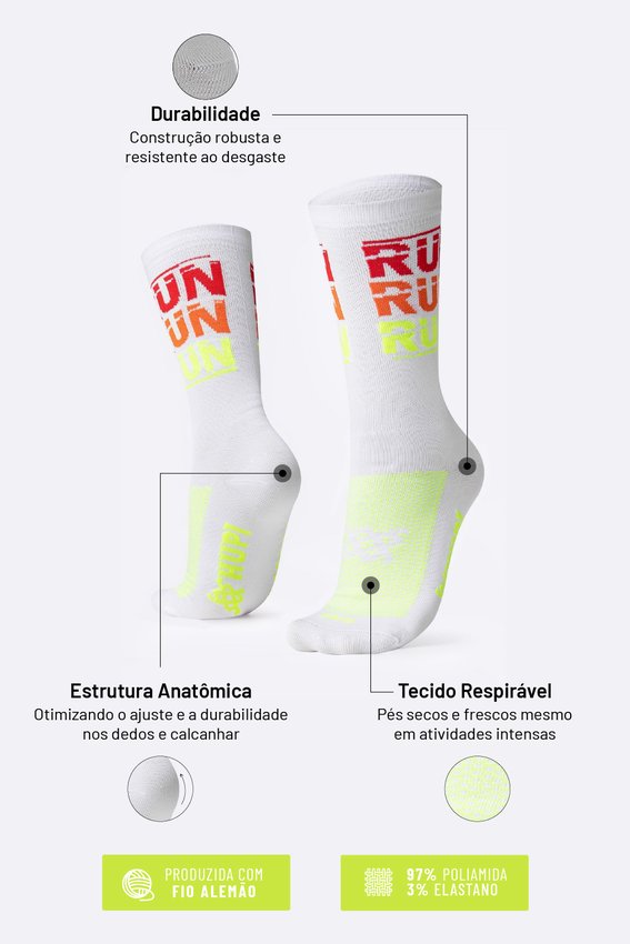 Meia HUPI Run Run Run LT para Pés Menores (34-38)