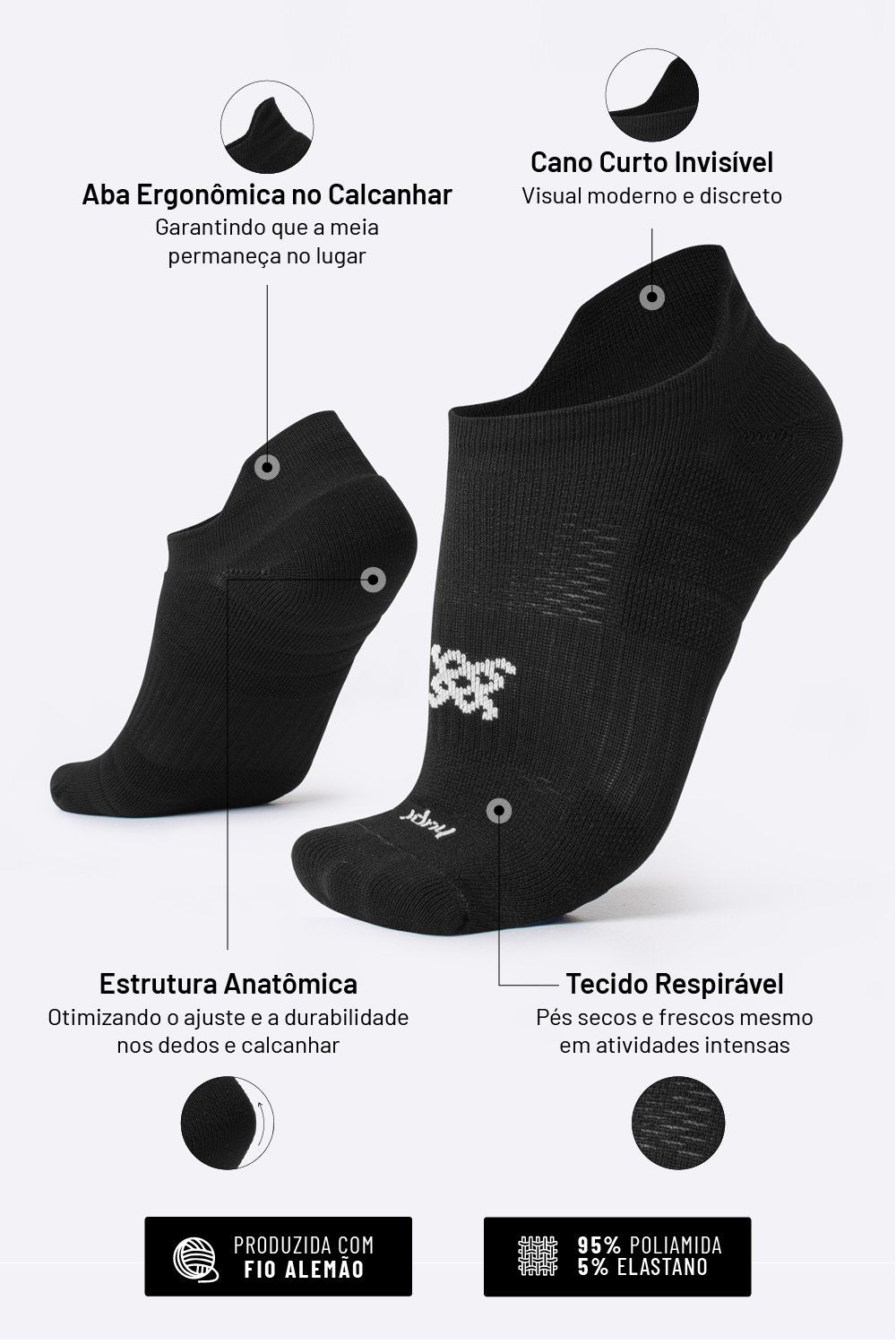 Meia HUPI Running Pro Invisível Plus (42-46)