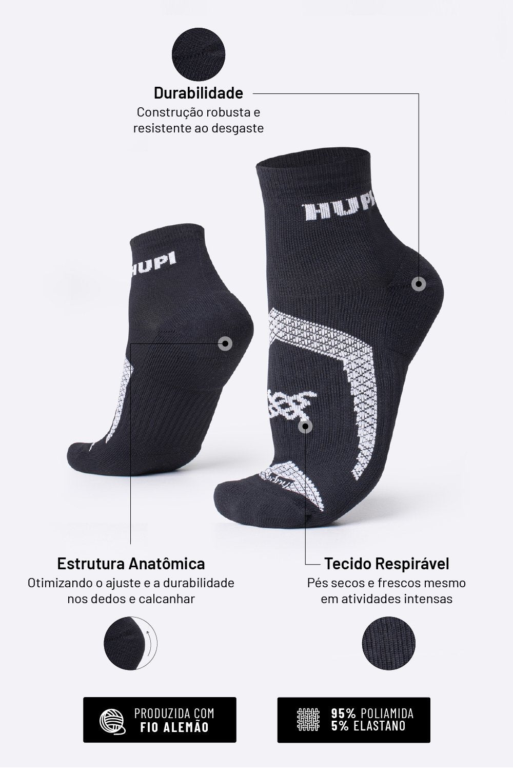 Meia HUPI Running Pro Prime para Alta Performance