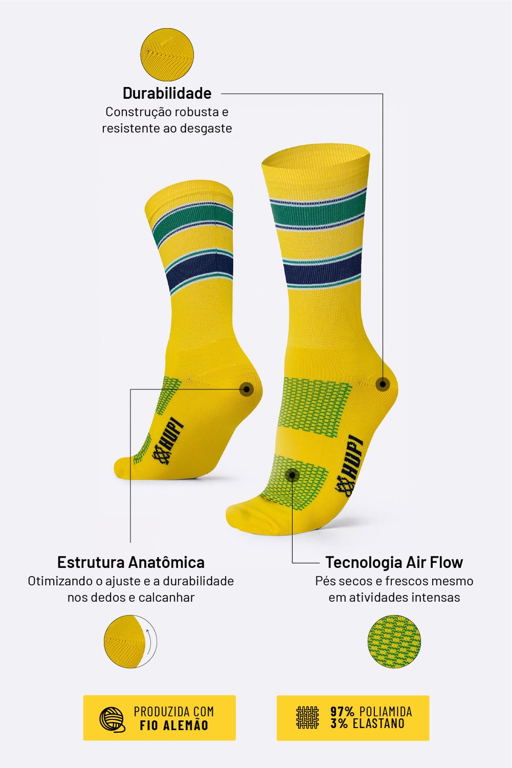 Meia HUPI S1 para Corrida e Esportes