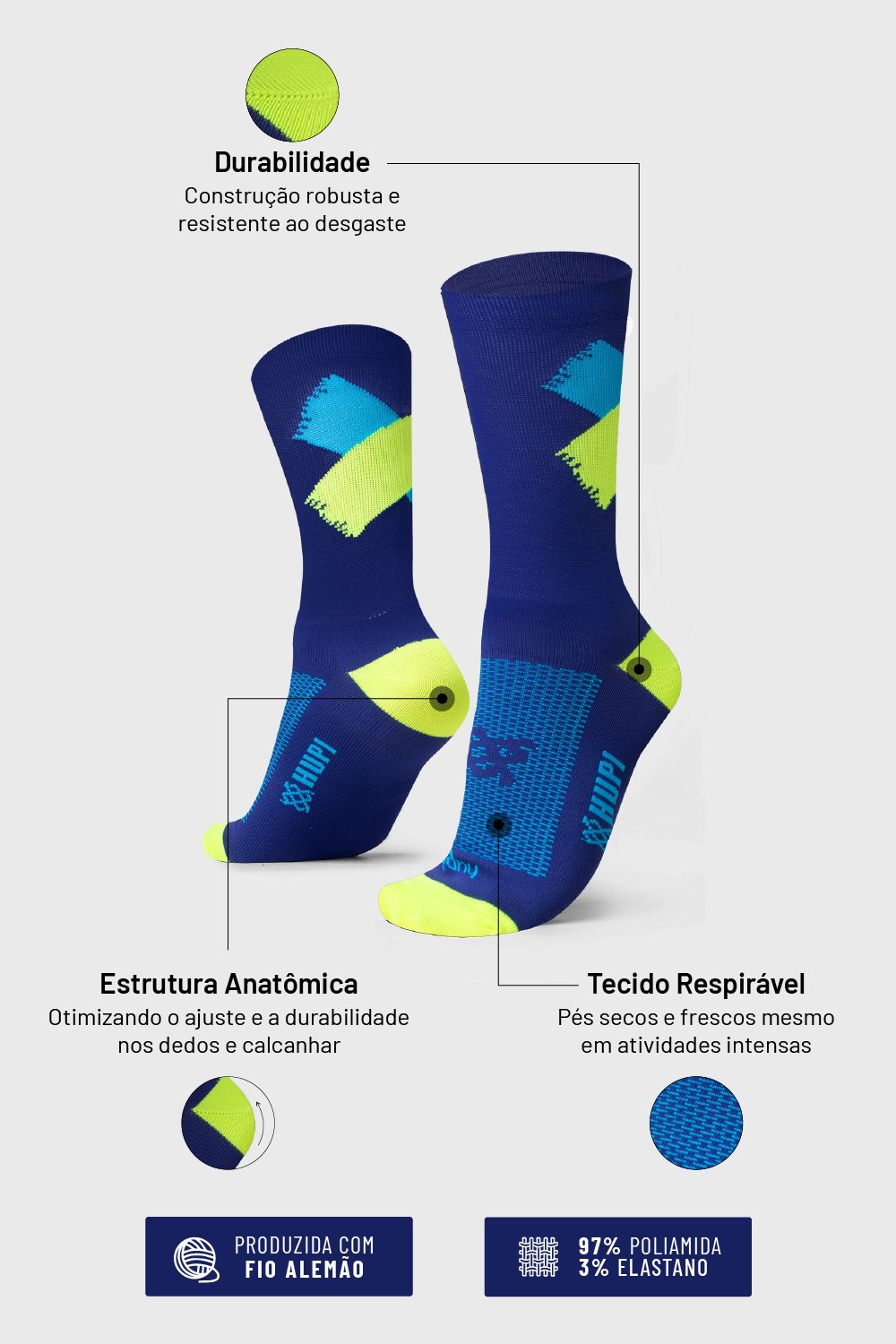 Meia HUPI X Purple para Corrida e Estilo