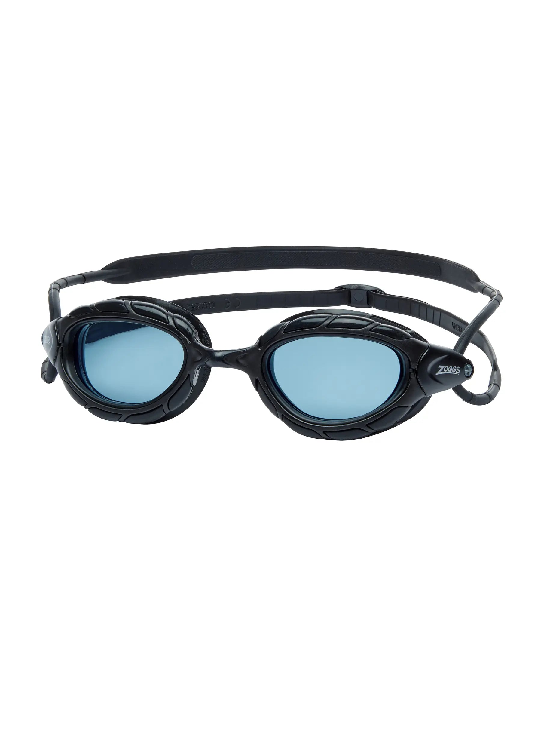 Óculos de Natação Zoggs Predator — armação preta com lente fumê, vista lateral