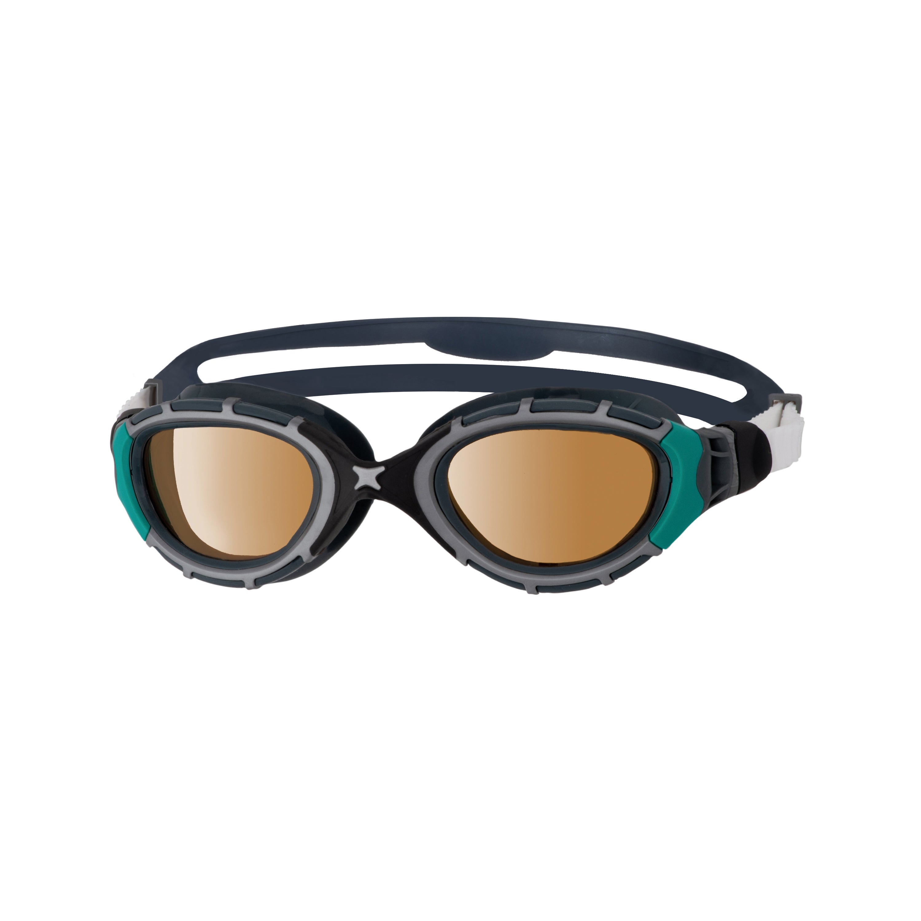 Óculos Zoggs Predator Flex Polarized Ultra 461046 preto e verde com lente cobre polarizada, vista frontal