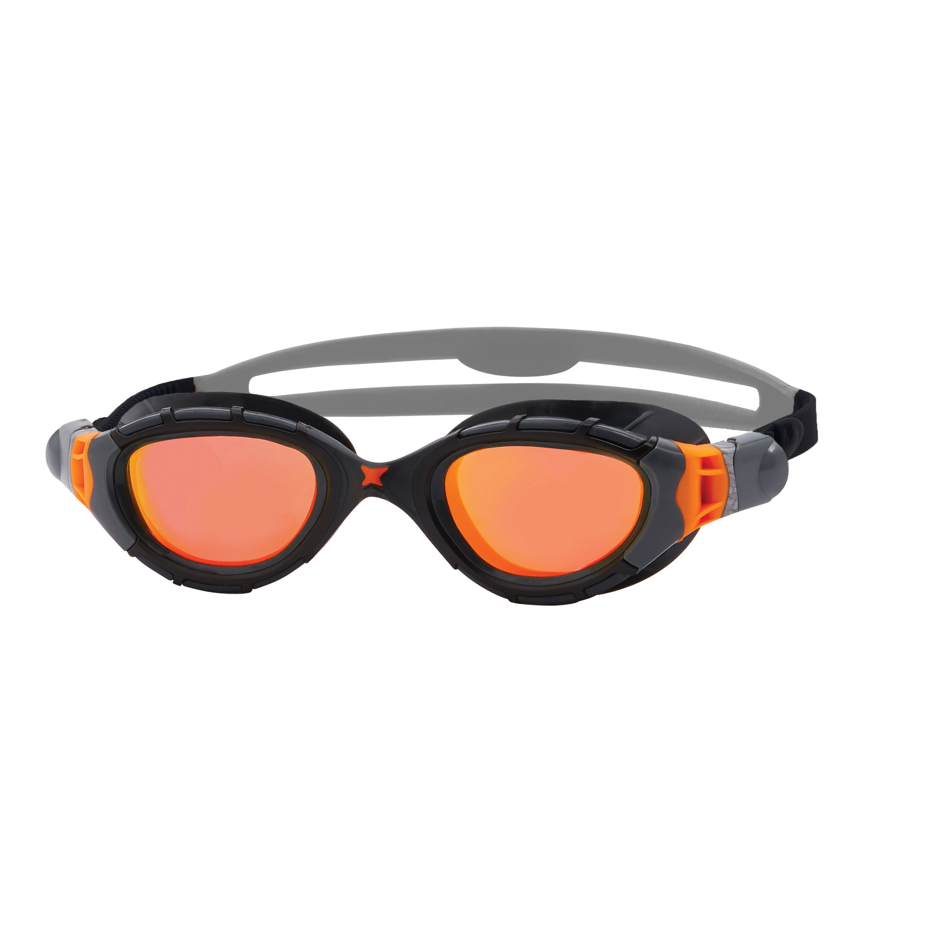 Óculos Zoggs Predator Flex Titanium 461054 cinza e preto com lente espelhada laranja, vista frontal