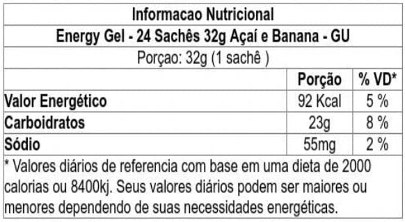 Gu energy gel - Açaí com Banana | Sachê 32g GU