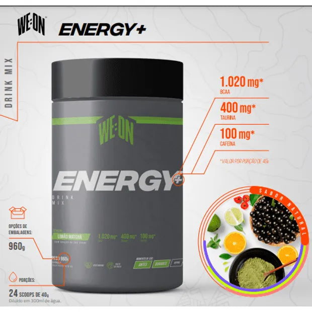 ENERGY+ Drink Mix - Sabor Limão Matchá  - Suplemento em Pó - 960g